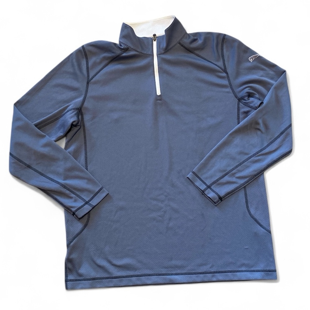 Puma Gray Quarter-Zip Pullover with Logo on Left Sleeve